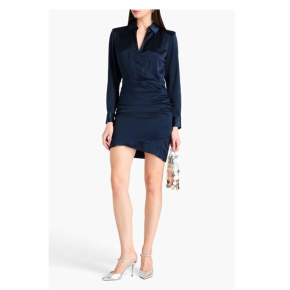 Veronica Beard NWT Arceli Stretch-Silk Charmeuse Dress Navy Size 00 - Picture 1 of 6